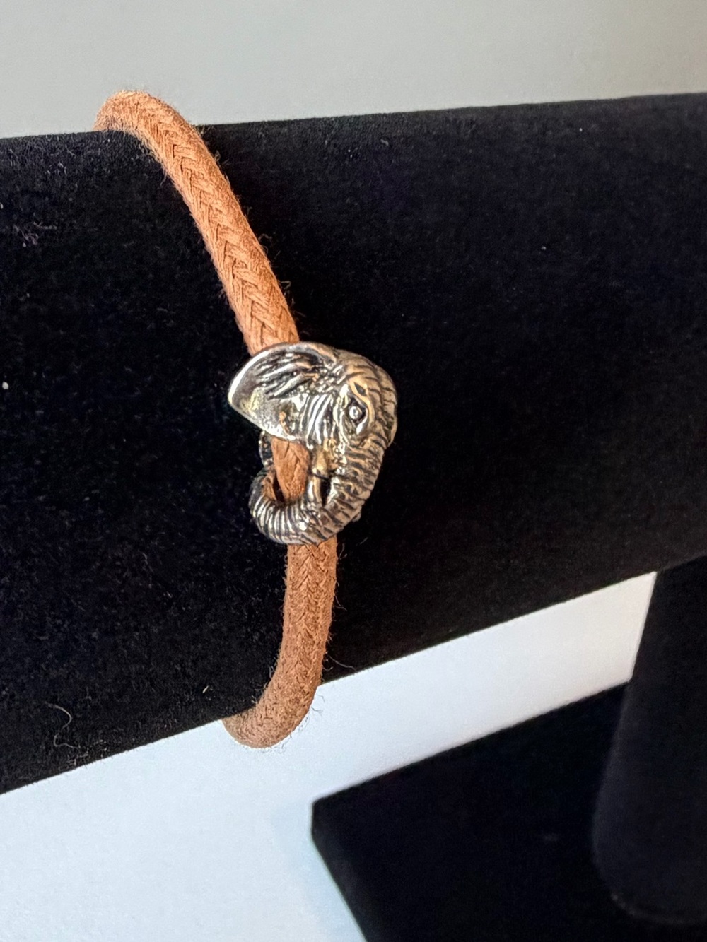 Elephant Charm Bracelet on adjustable brown strap